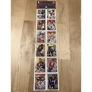 VTG 1995 NBA Pro Stamps Collectible Stickers Sheet 11 Brian Shaw, Tyrone Bogues